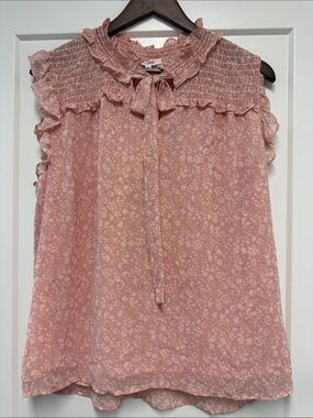 NWT Dusty Pink Floral Ruffled Tie-Neck Camisole